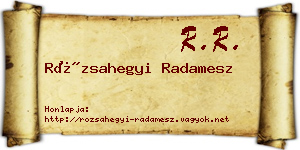 Rózsahegyi Radamesz névjegykártya
